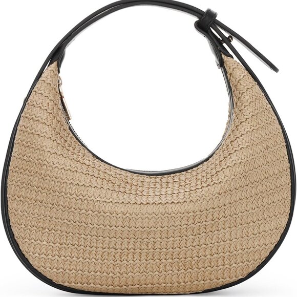 Straw Crossbody Bag Beach Tote Handbag with Adjustable Straps Summer Travel - Picture 1 of 6